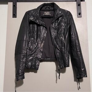 CLOSET CLOSING Zara Black Lamb Leather Coat Jacket Zipper Tassel Crop